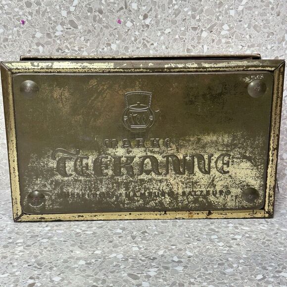 Antique Marke Teekanne Tin Tea Box Storage Canister Mid Century 50's Germany - Picture 13 of 15